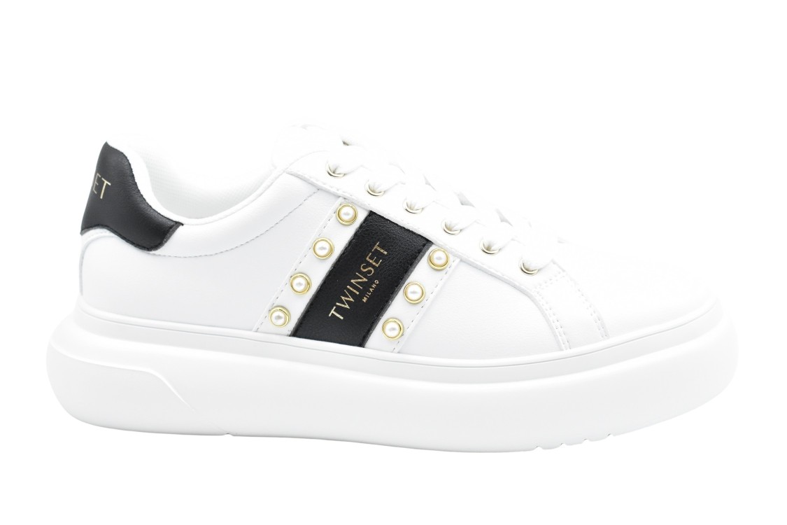 TWINSET TWIN-SET SNEAKERS WITH CONTRASTING HEEL TAB AND GOLD STUDS