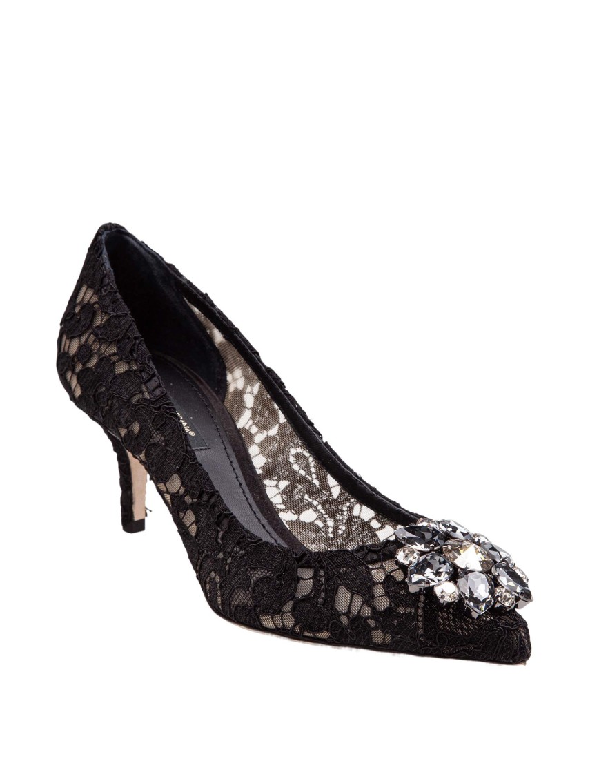 Dolce & Gabbana Bellucci 90 Crystal-embellished Pumps In Taormina Lace In Blue