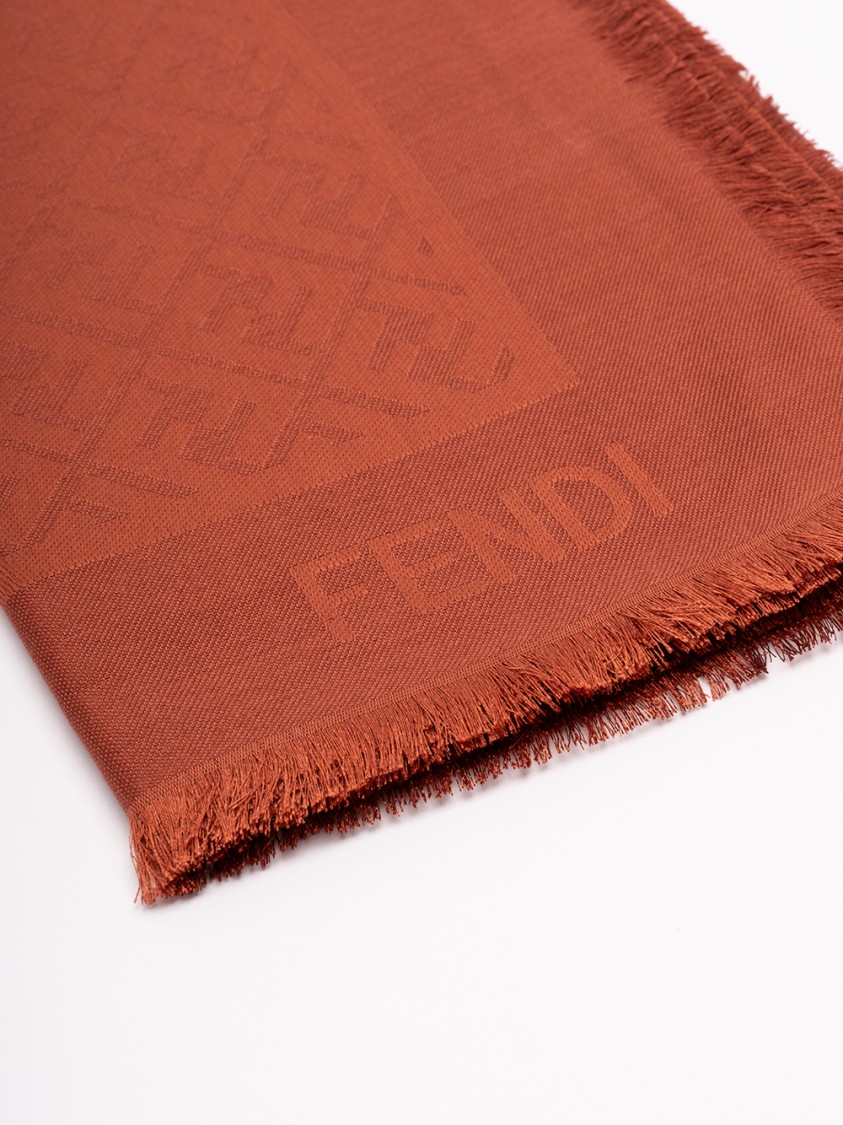 Fendi Ff Logo-pattern Scarf In Brown