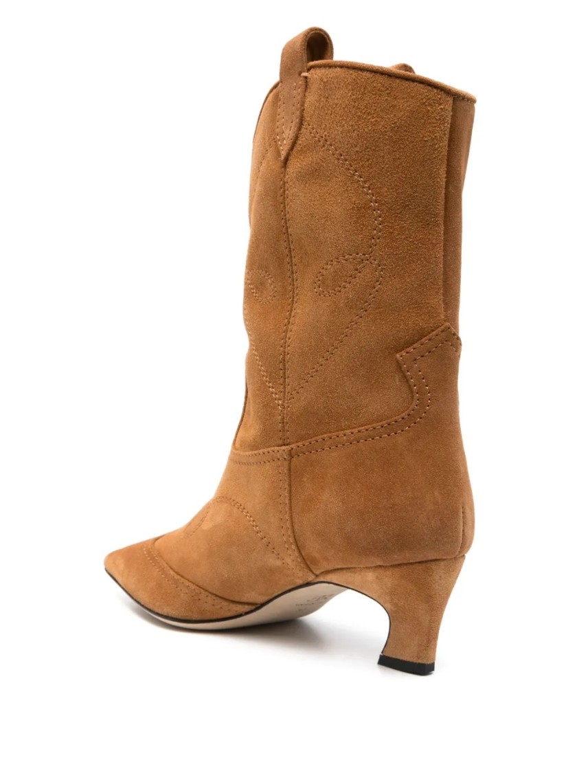 Ermanno Scervino Western-inspired Ankle Boots With Pointed Toe In Brown
