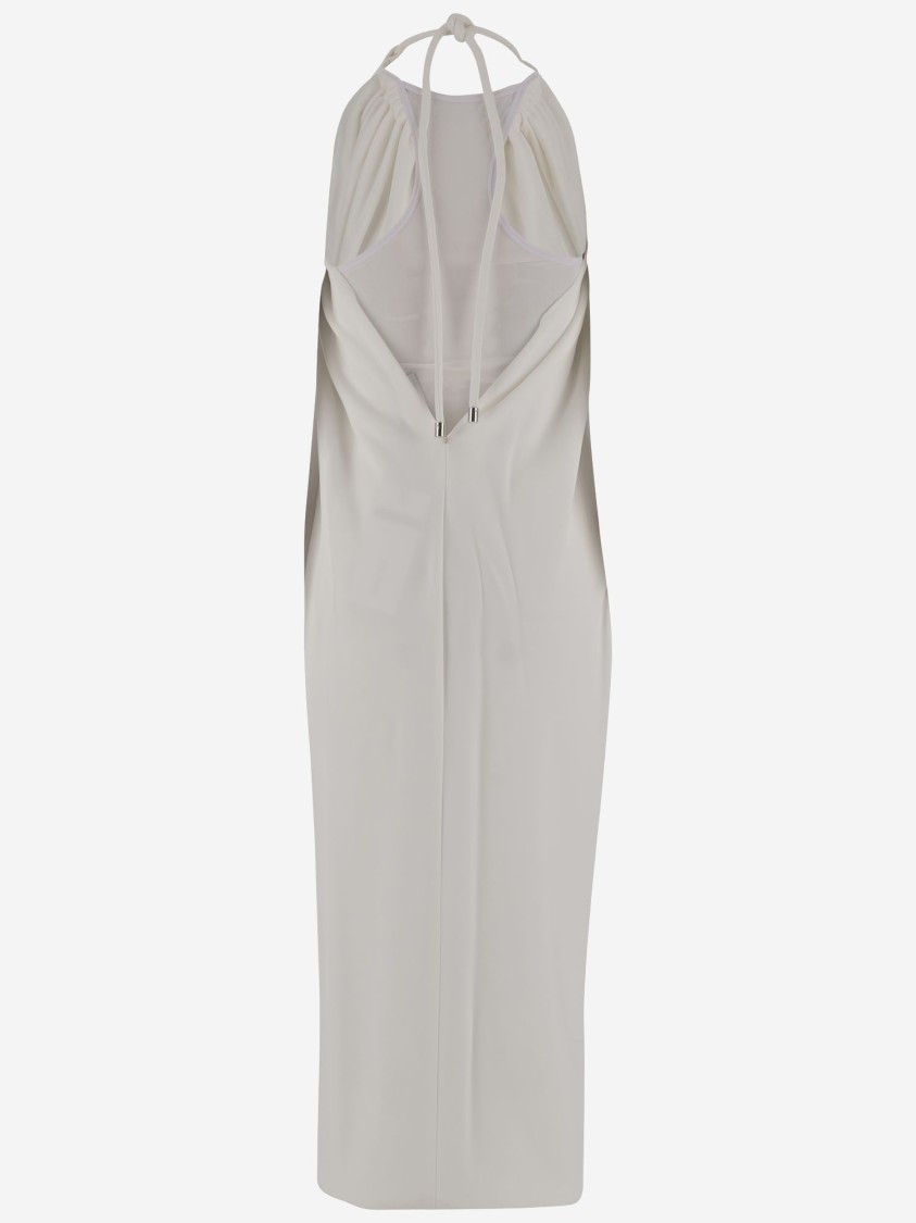 Sportmax Sleeveless Long Viscose Dress With Gathered Neckline And Open Back In White