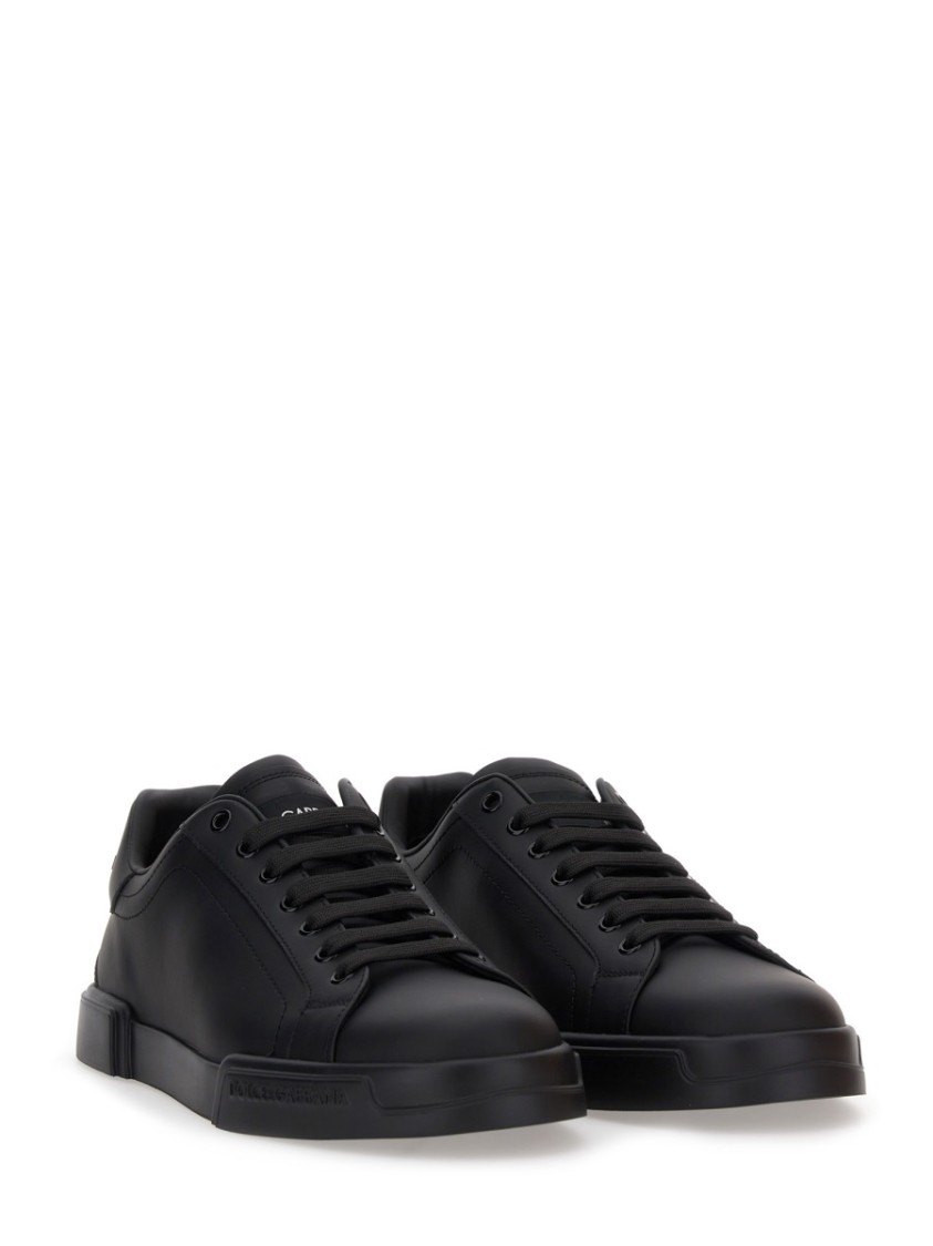 Dolce & Gabbana Portofino Light Black Sneakers With Logo Patch On The Tongue And Tonal Logo Lettering On The Heel In In Black