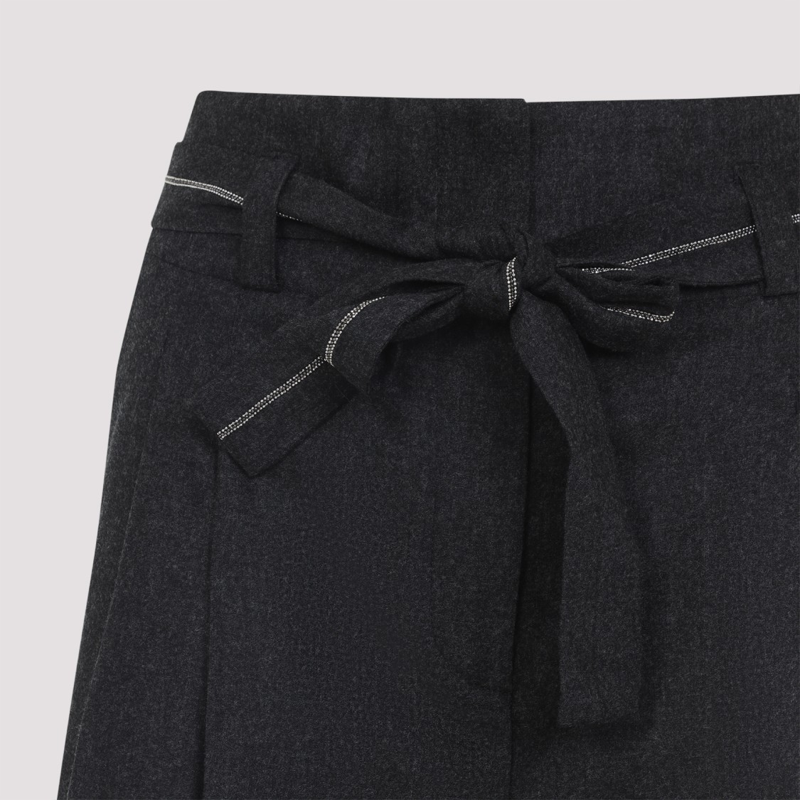 Peserico High-waisted Wide-leg Trousers With Self-tie Belt In Black