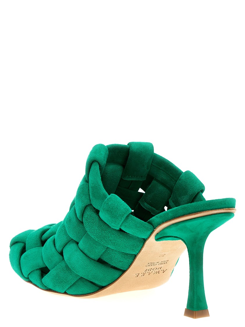 A.w.a.k.e. 'wilma Chubby' Mules In Green