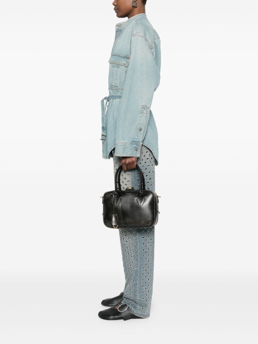 Golden Goose Life Black Sheepskin Bag And Gold Details