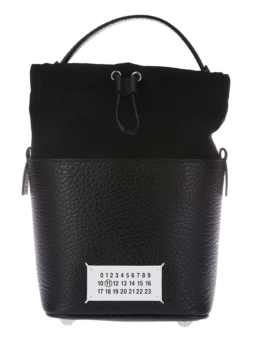 Maison Margiela Leather Bucket Bag With Drawstring Closure
