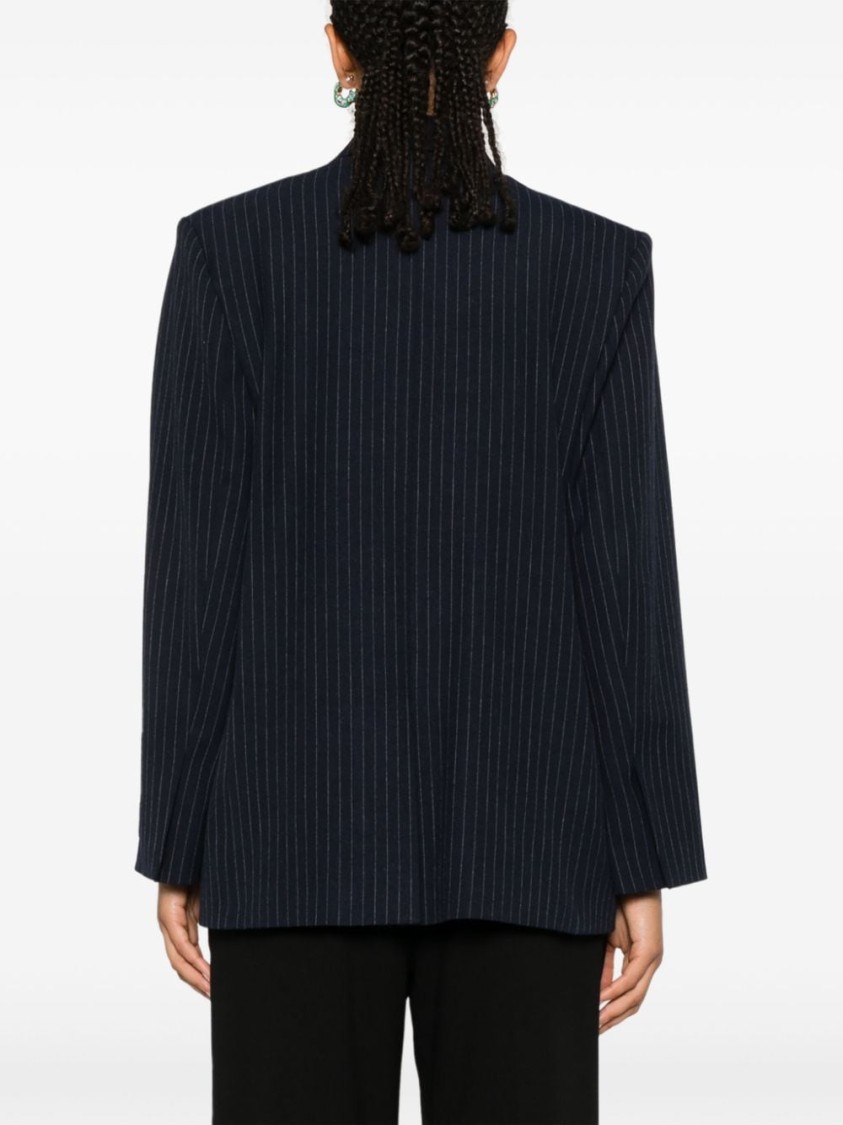 Calvin Klein Pinstripe Blazer In Black