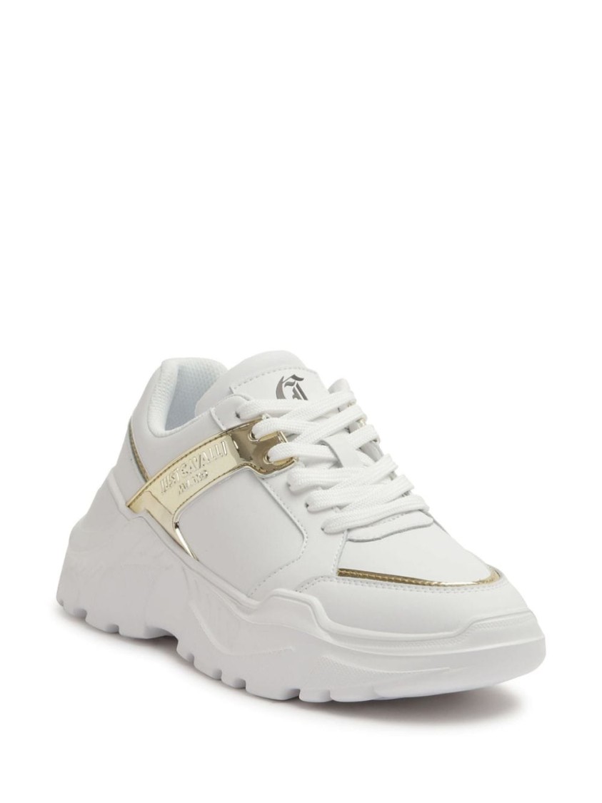 JUST CAVALLI JUST CAVALLI SNEAKERS WITH MATERIALS AND GOLD ACCENTS 