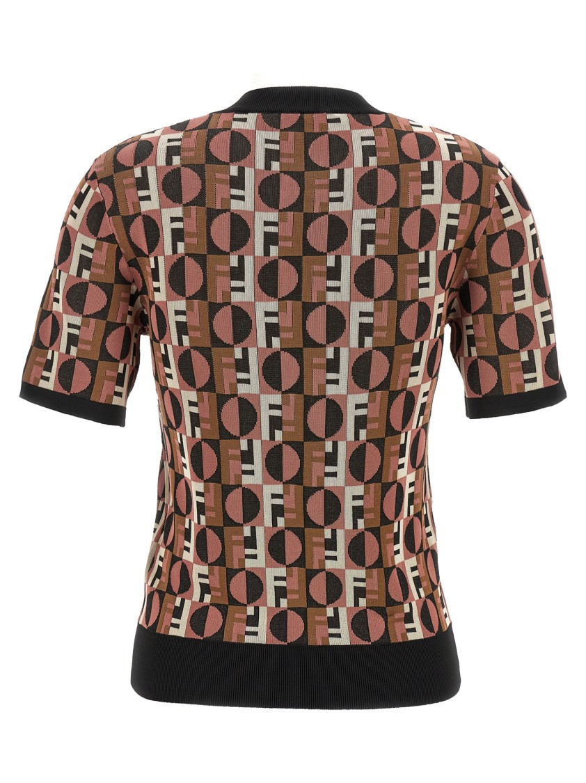 Fendi Three-dimensional Jacquard Sweater With Geometric Pattern In Multi
