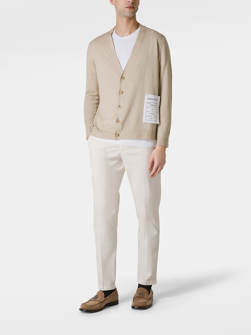 AMARANTO AMARANTO BEIGE V-NECK CARDIGAN 