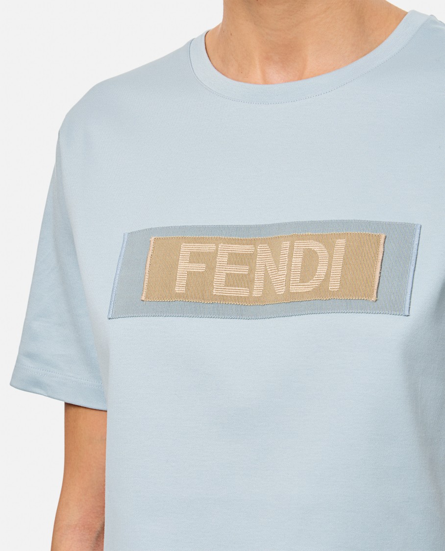 Shop Fendi Light Blue Ribbon T Shirt