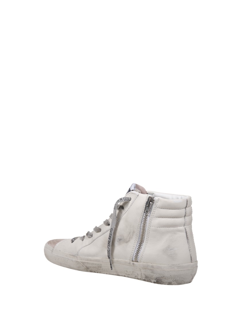 Golden Goose Slide Classic Leather Upper Nabuk Star Wave In White
