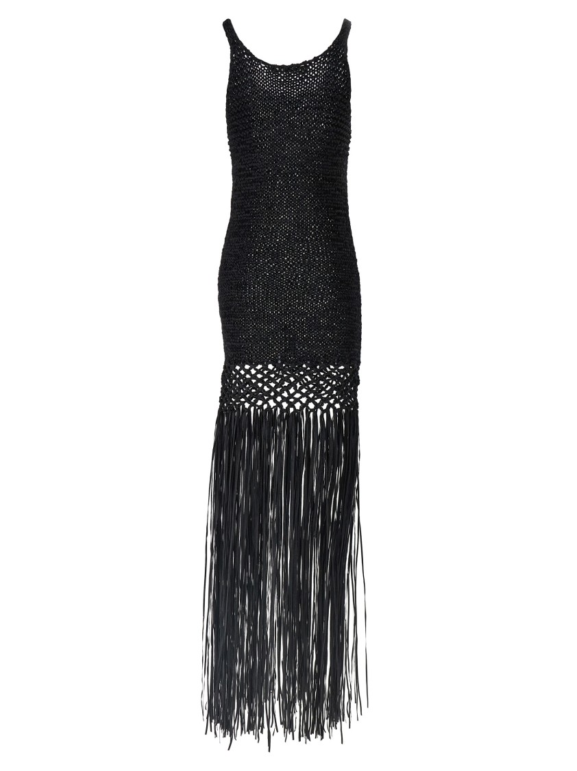 Philosophy Di Lorenzo Serafini Suede Effect Woven Tape Midi Dress