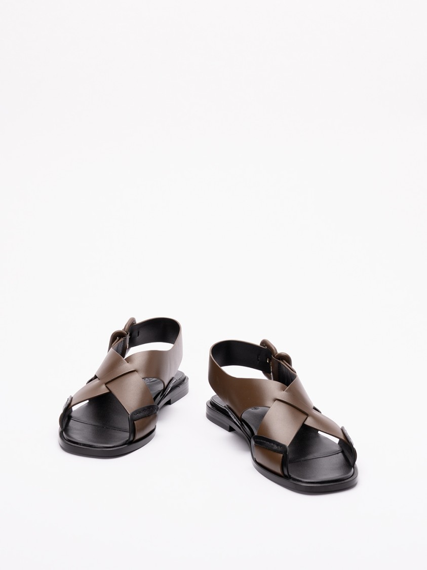 Tod's Crisscross Calf Leather Sandals With Adjustable Buckle