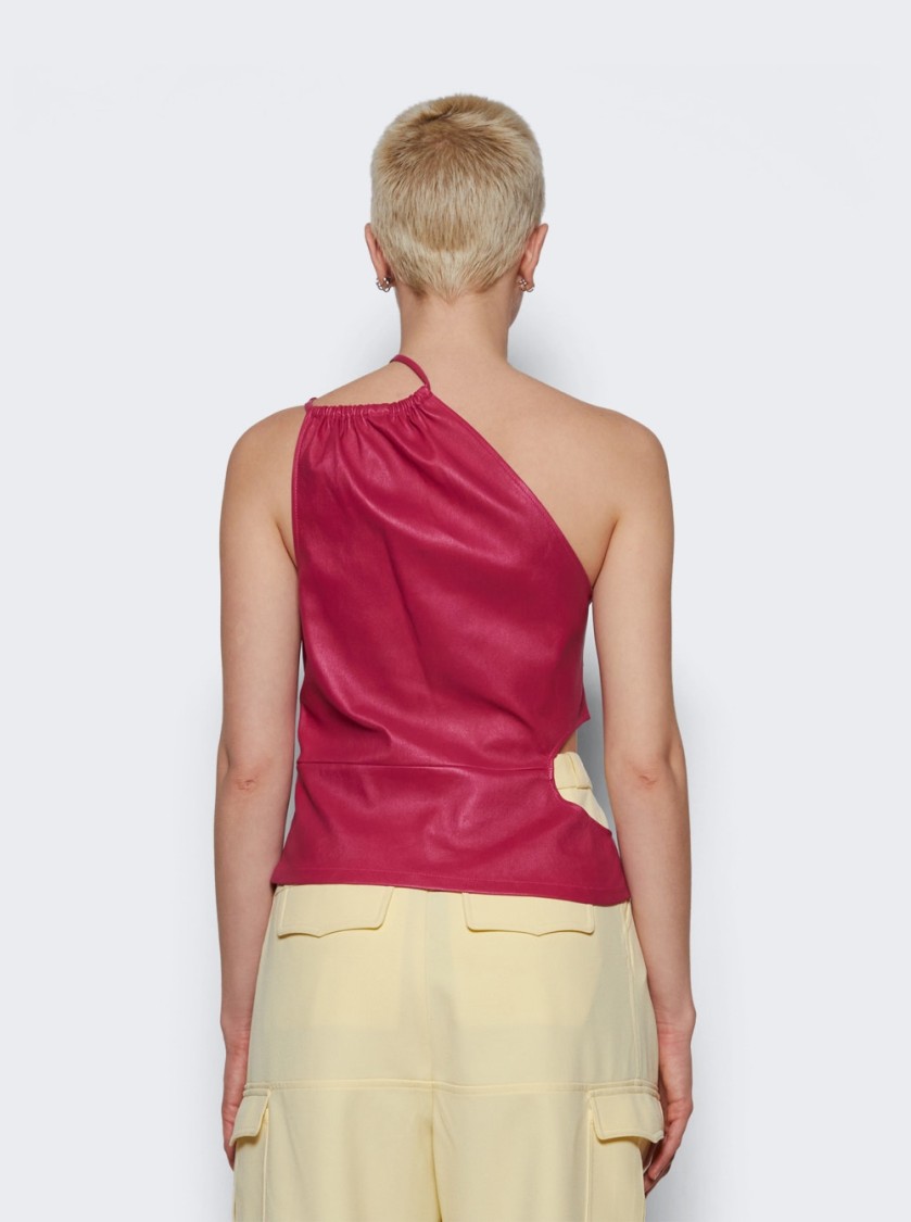 Amiri Asymmetric Leather Tank Fuchsia Pink