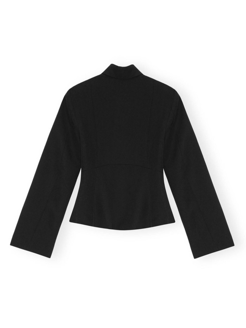 Ganni Technical Twill Blazer For In Black