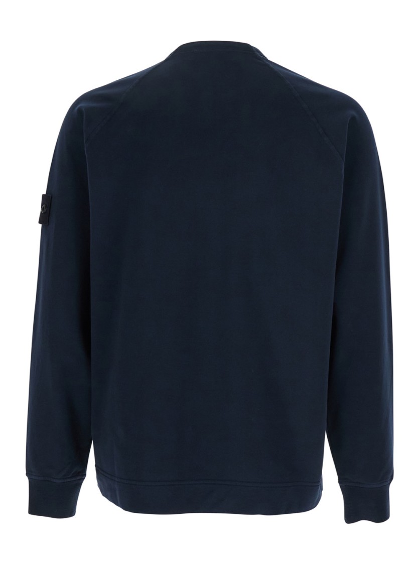 STONE ISLAND STONE ISLAND BLUE SWEATSHIRT WITH REMOVABLE TONE-ON-TONE COMPASS LOGO