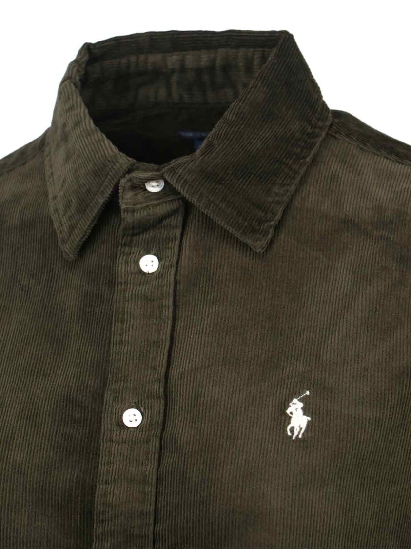 Polo Ralph Lauren Stretch Cotton Velvet Shirt In Green