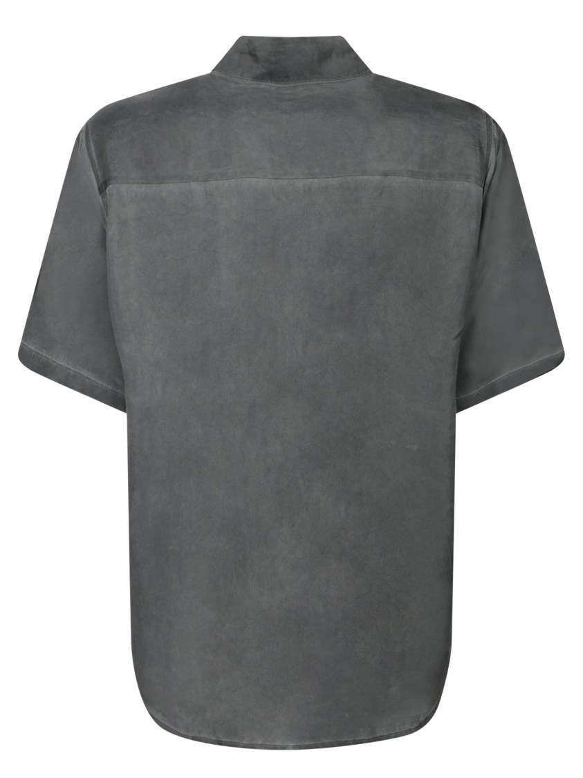 Diesel Marbled Grey Twill Shirt With Classic Collar And Short Sleeves