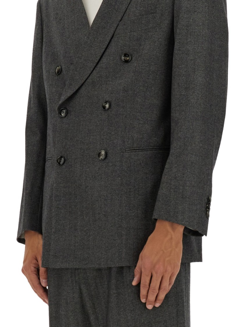 Giorgio Armani Tailored Grey Suit With Double-breasted Blazer In Black