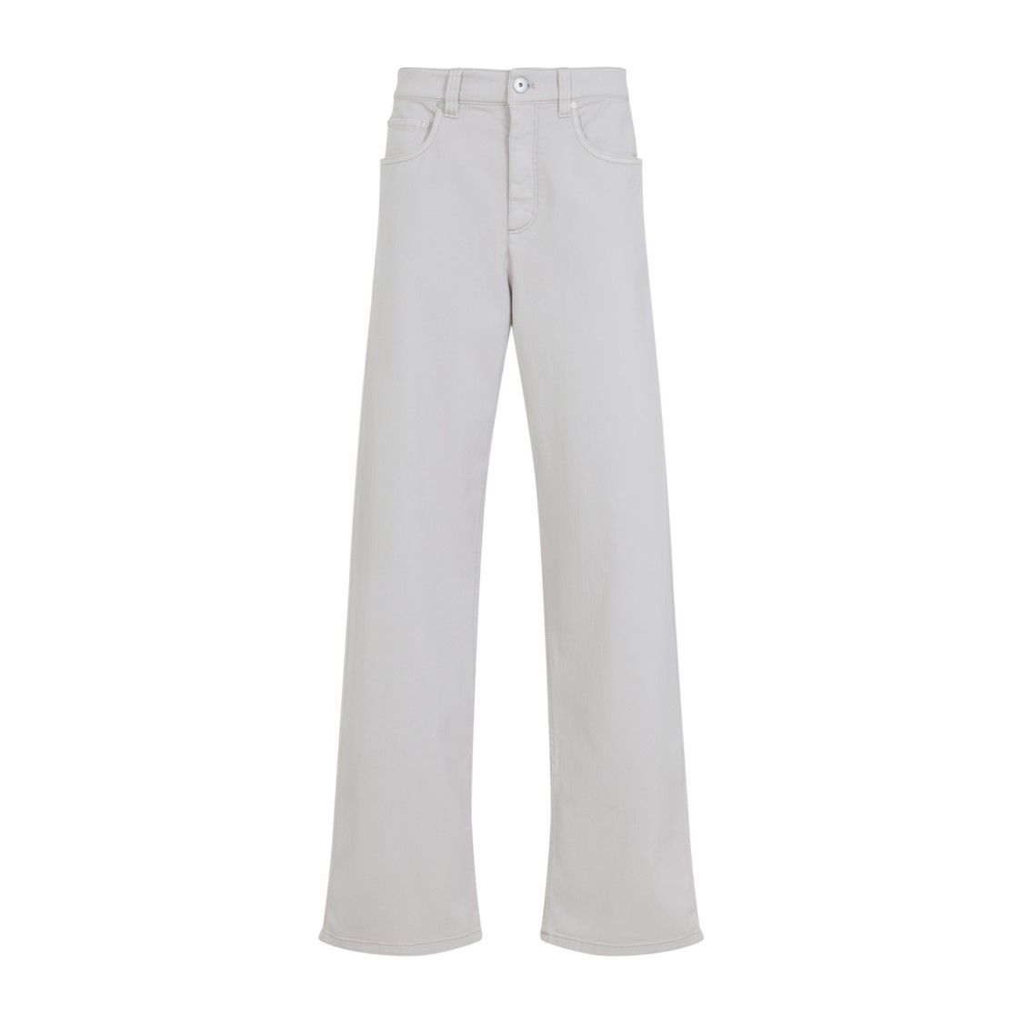 Brunello Cucinelli Garment Dyed Grey Cotton Jeans In White