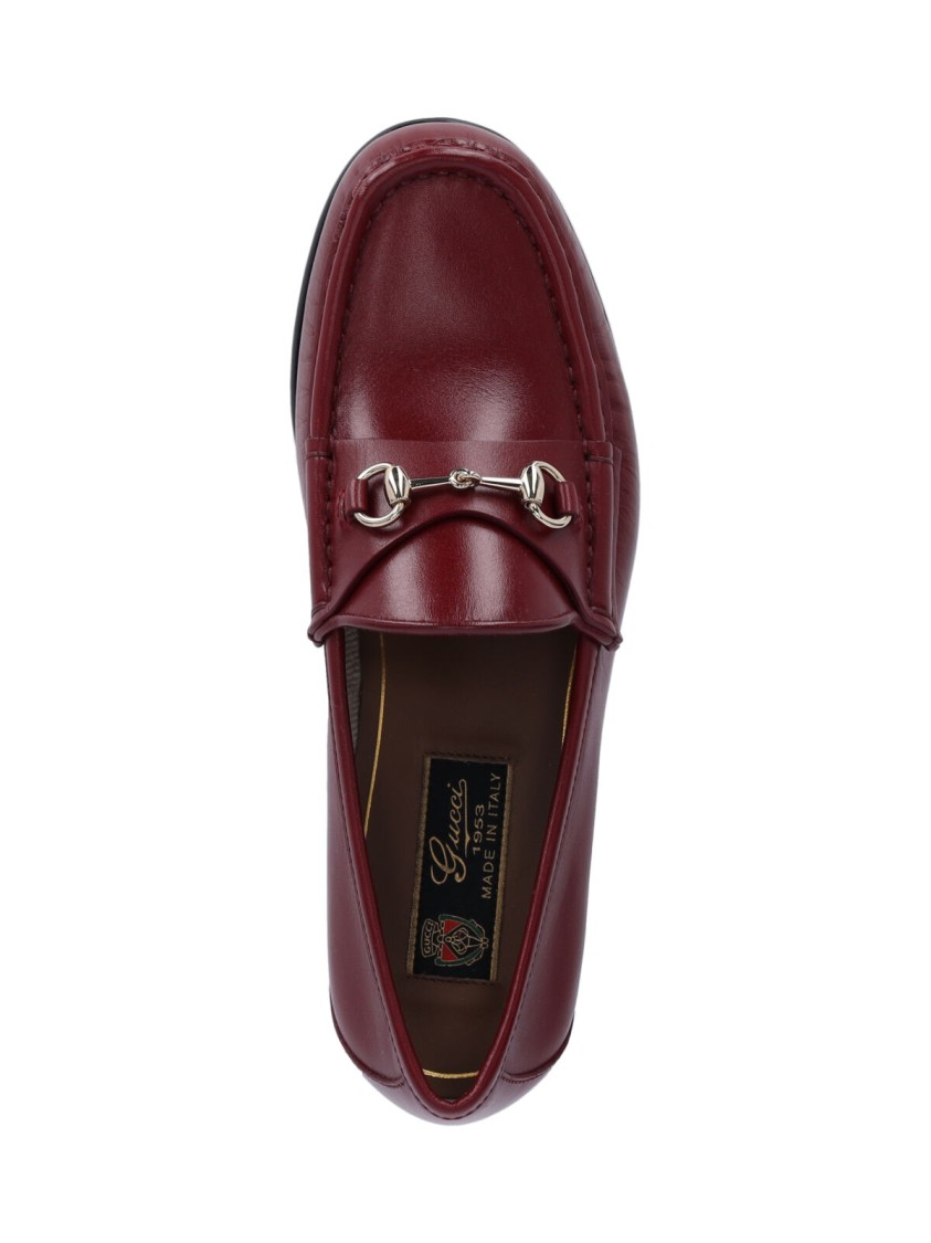 Gucci Loafers Leather Metallic Detail In Burgundy