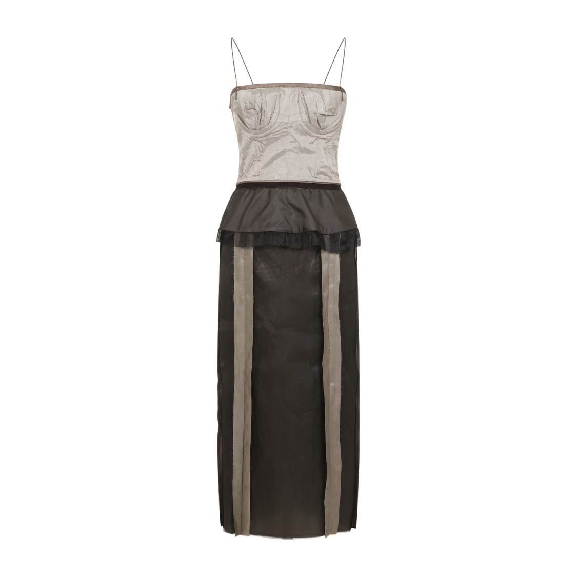Maison Margiela Multicolor Silk Midi Dress In Black