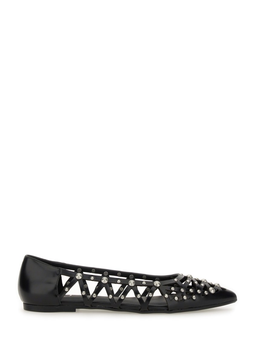 Ash Bazaar Bis Ballet Flats In Black Leather In Black
