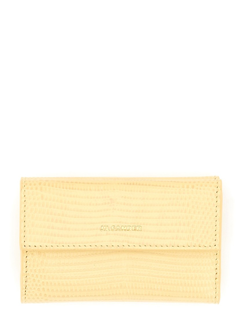 Jil Sander "baby" Textured Leather Wallet In Yellow
