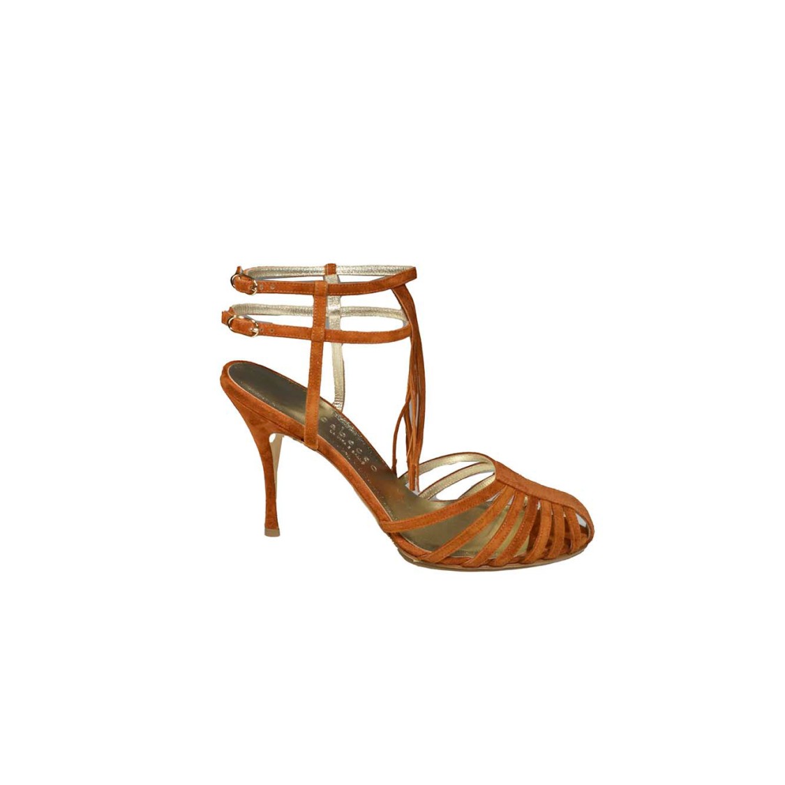 Cabeceo Mina Braided Sandals In Camel Suede Leather