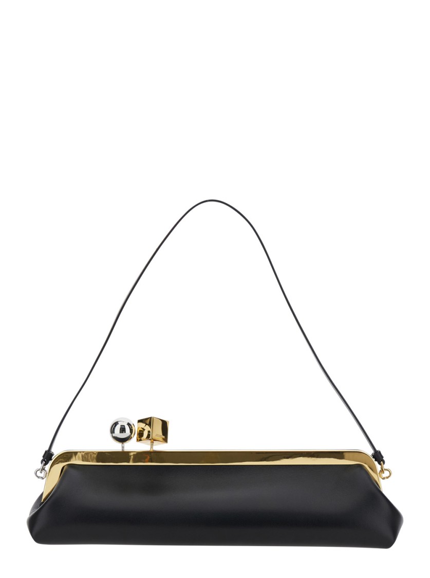 Jacquemus 'the Salon' Black Shoulder Bag With Clasp Closure And Thin Strap In Black