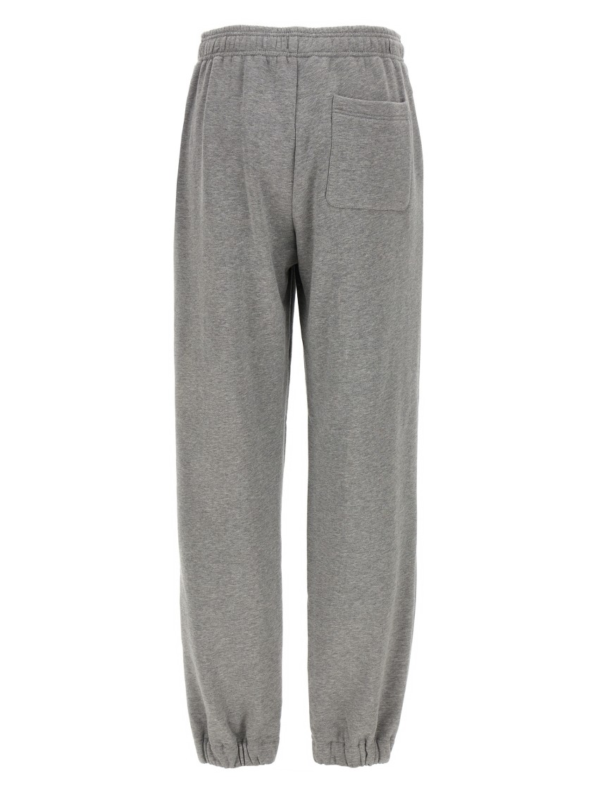 Versace Brushed Cotton Joggers With Embossed Logo In Gray