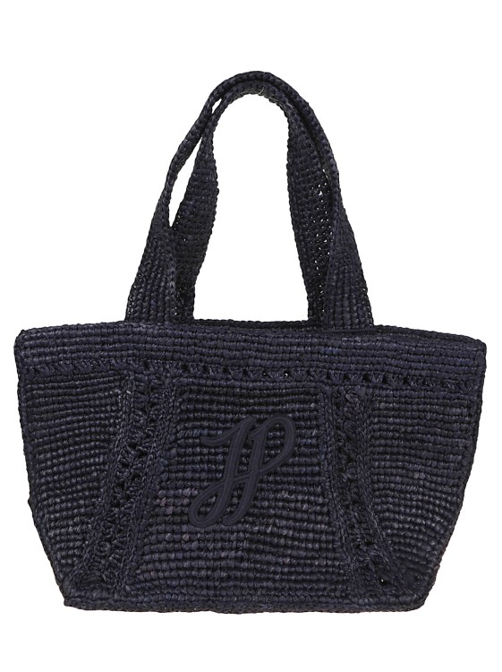 トートバッグ Patou Natural Raphia Shopper Bag With Logo Detail Patou Natural Raphia Shopper Bag With Logo Detail Tote Bag
