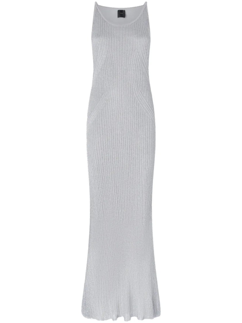 Pinko Nelson Viscose And Metallised Fibre Long Dress In Gray