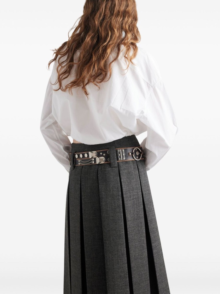 Prada Drawstring Poplin Shirt In White
