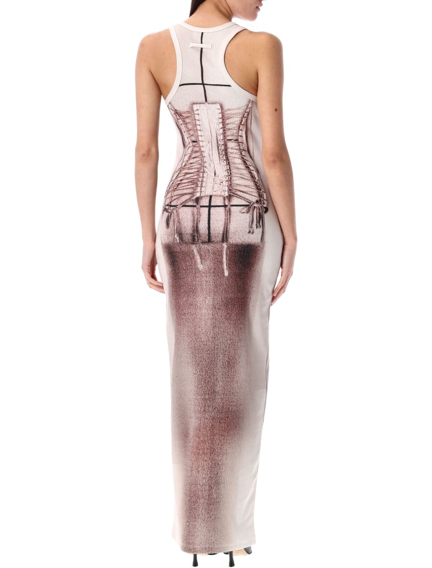 Shop Jean Paul Gaultier Corset Trompe L'oeil Knit Dress In Pink