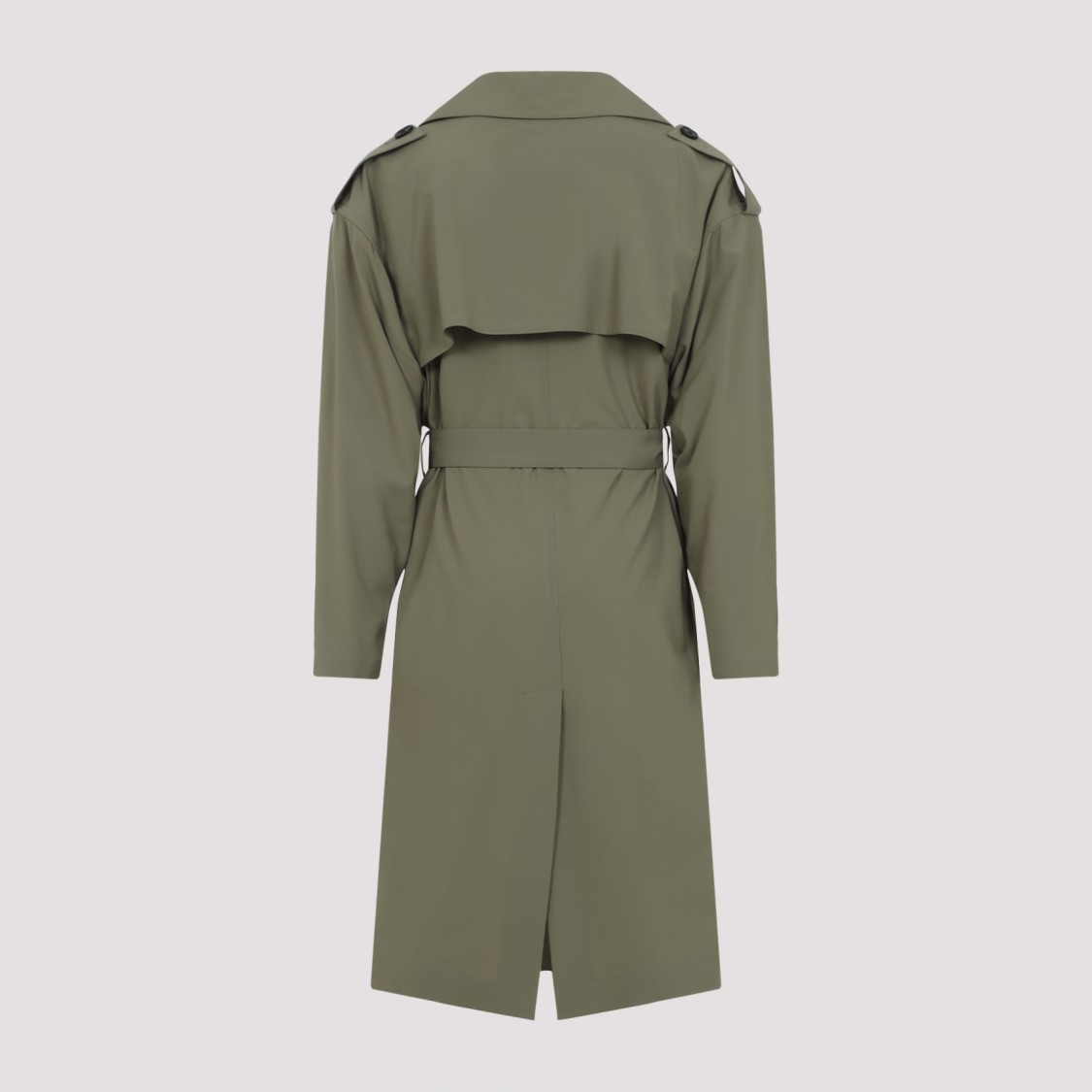Bottega Veneta Green Wool Double-breasted Trench Coat In Green