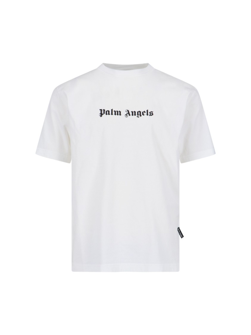 Palm Angels White Short-sleeved T-shirt With Monogram Pa Embroidery