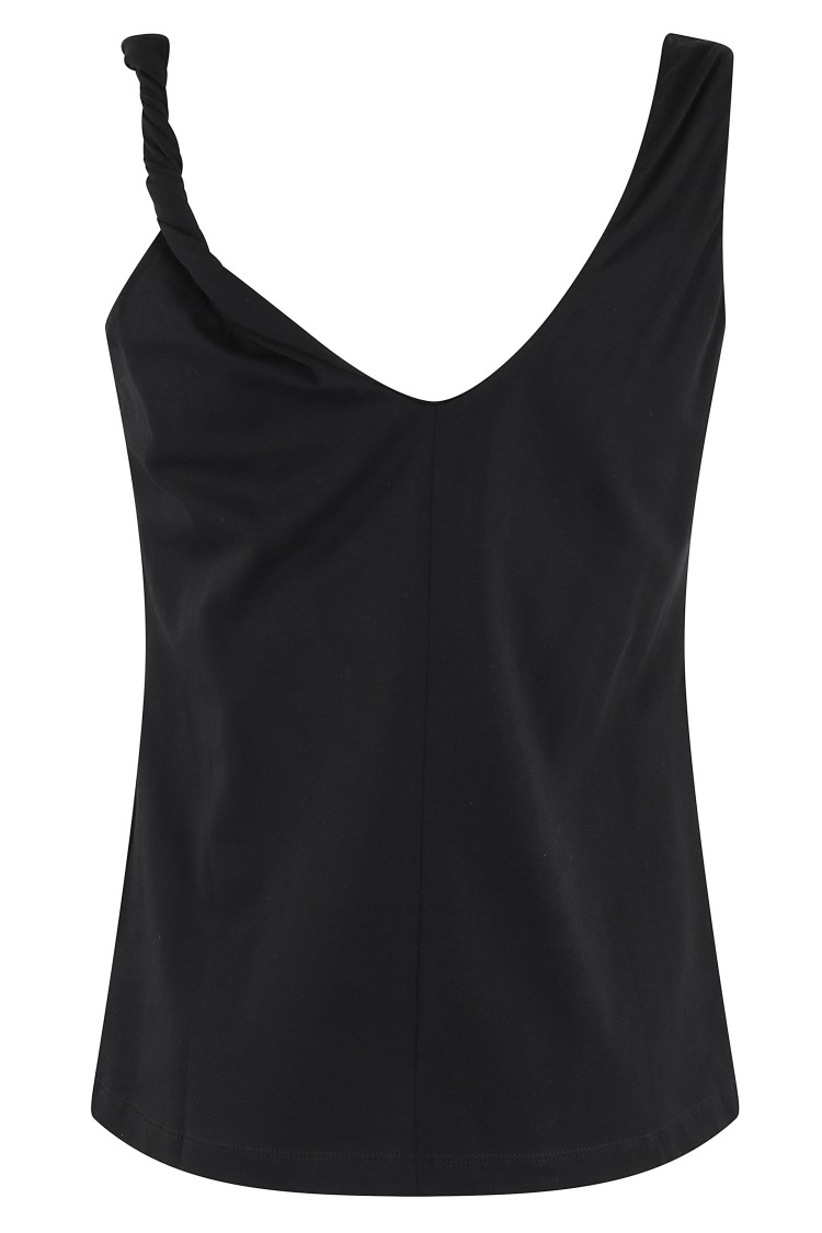 FEDERICA TOSI FEDERICA TOSI TWISTED STRAP BLACK COTTON TANK TOP