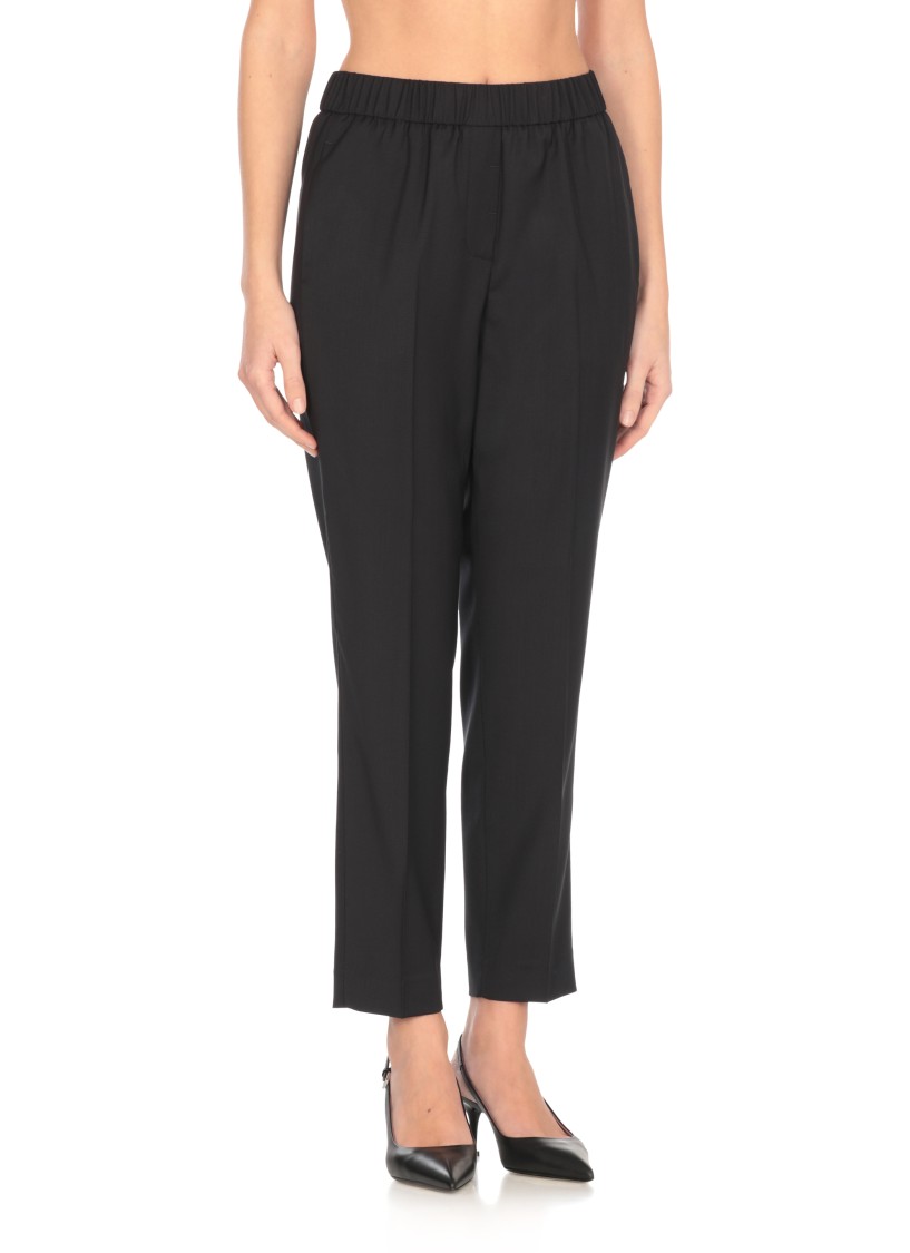 Peserico Elastic Waist Casual Pants In Blue