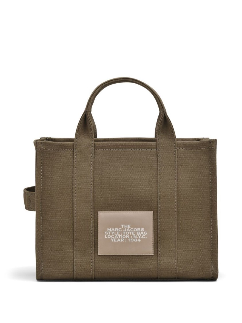 Marc Jacobs Slate Green Canvas Tote Bag With Logo Print In Grey