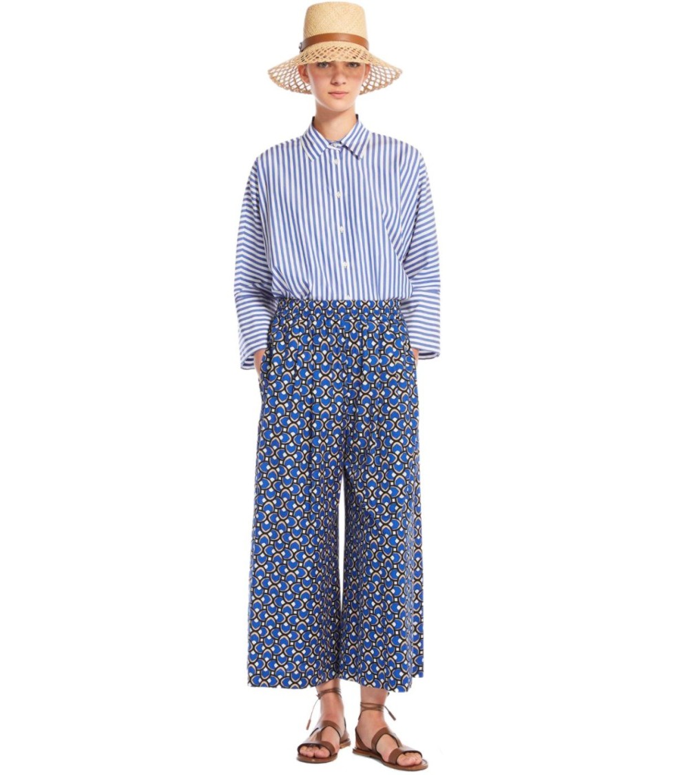 Max Mara Virgin Blue Cropped Pants In Blue
