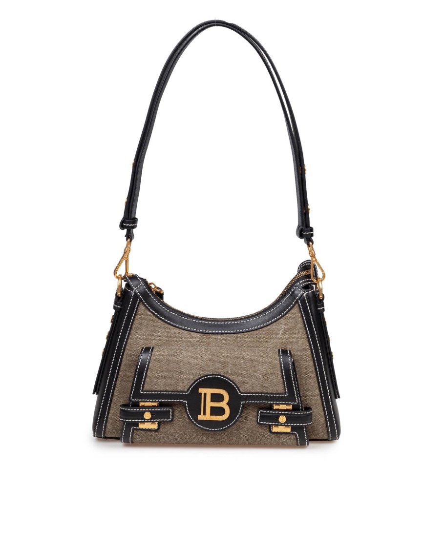 Balmain B-Buzz Hobo Bag In Khaki