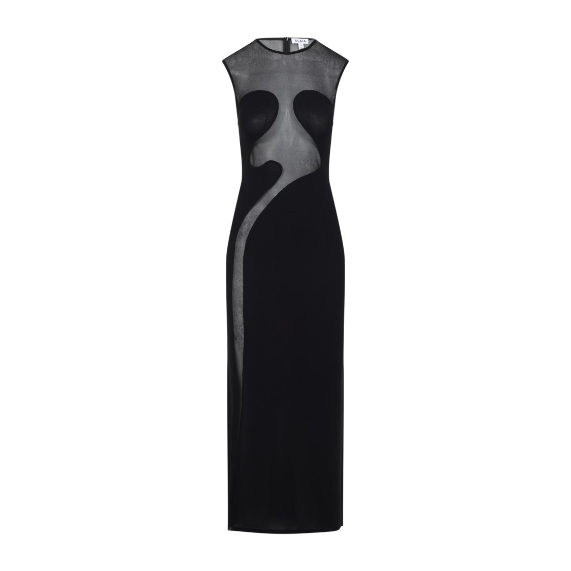 Shop Alaïa Black Sleeveless Evening Dress With Sheer Accents
