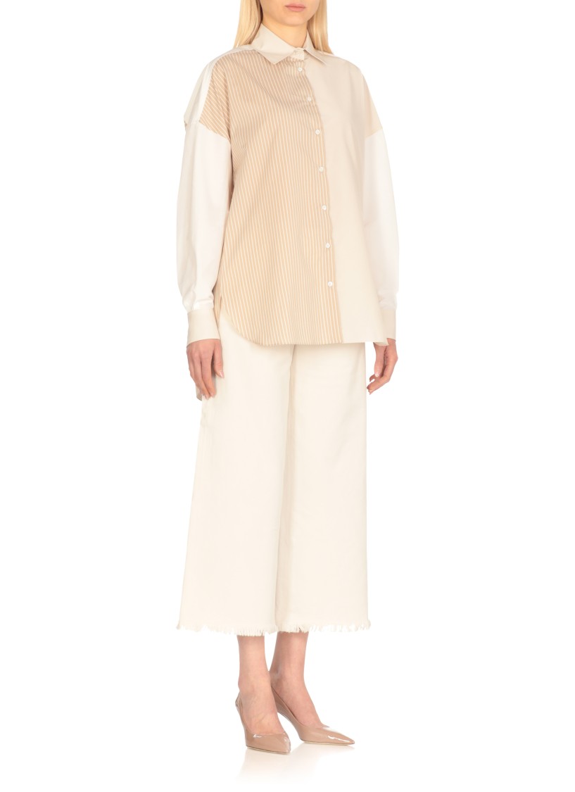 Shop Antonelli Beige Cotton And Silk Shirt