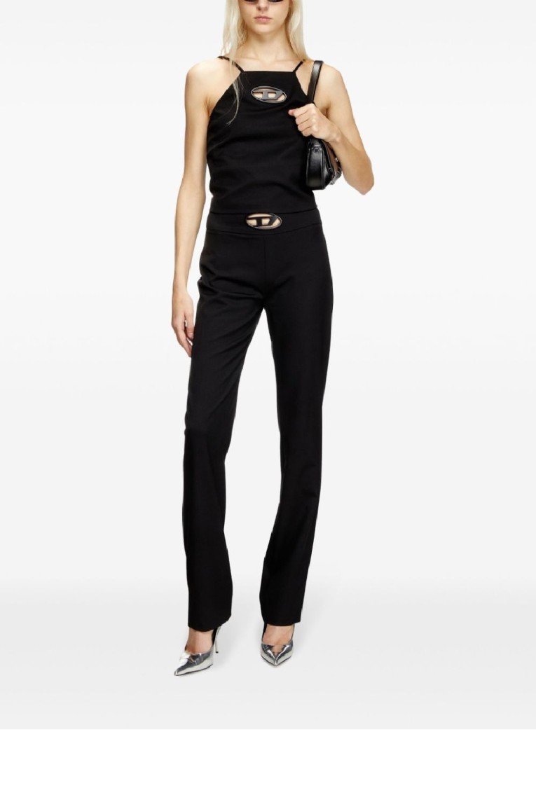 Diesel Tailored High-waist Trousers With Wide Leg In Black