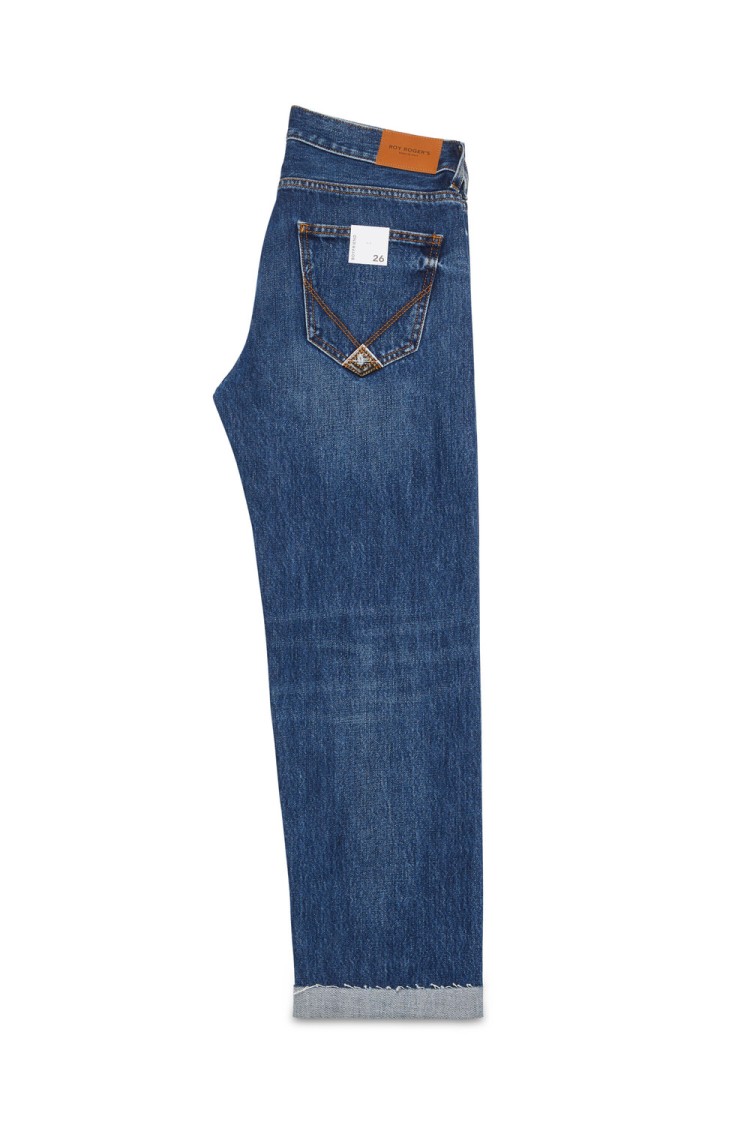 Roy Rogers Straight Jeans With Low Waist And Unique Raw Cut Bottom In Green
