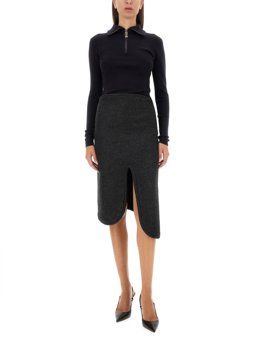 Victoria Beckham Padded Tube Detail Skirt In Grey