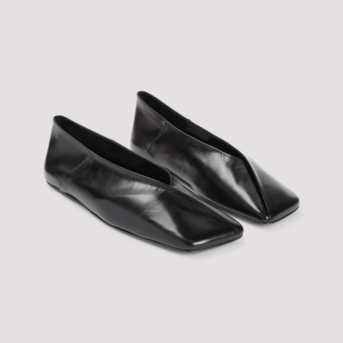 Jil Sander Pointed Toe Ballerinas Crafted From Goat Leather In Black