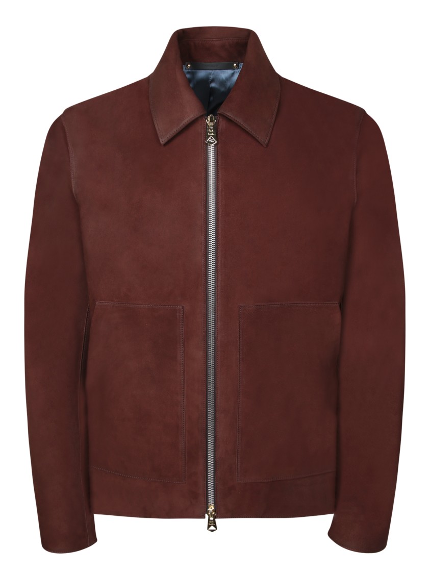 Shop Paul Smith Brown Suede Jacket With Classic Collar And Silk Lining